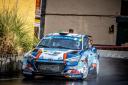 Josh McErlean and Keaton Williams in their Hyundai i20 R5 at the Rally Islas Canarias. Picture: Paul Mitchell