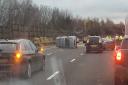 Traffic chaos on the motorways this morning. Picture by Andrew Daniels