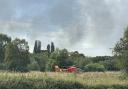 Midlands Air Ambulance has landed near the industrial fire in Kidderminster. Picture by Rebeca Rose (Twitter: @skeldrose)