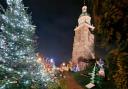 An avenue of Christmas trees surrounds the Pepperpot in Upton