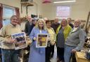 Harriett Baldwin MP (centre front) with volunteers and service users at Malvern Men’s Shed