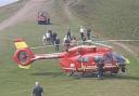 An air ambulance had landed on a section of the Malvern Hills.