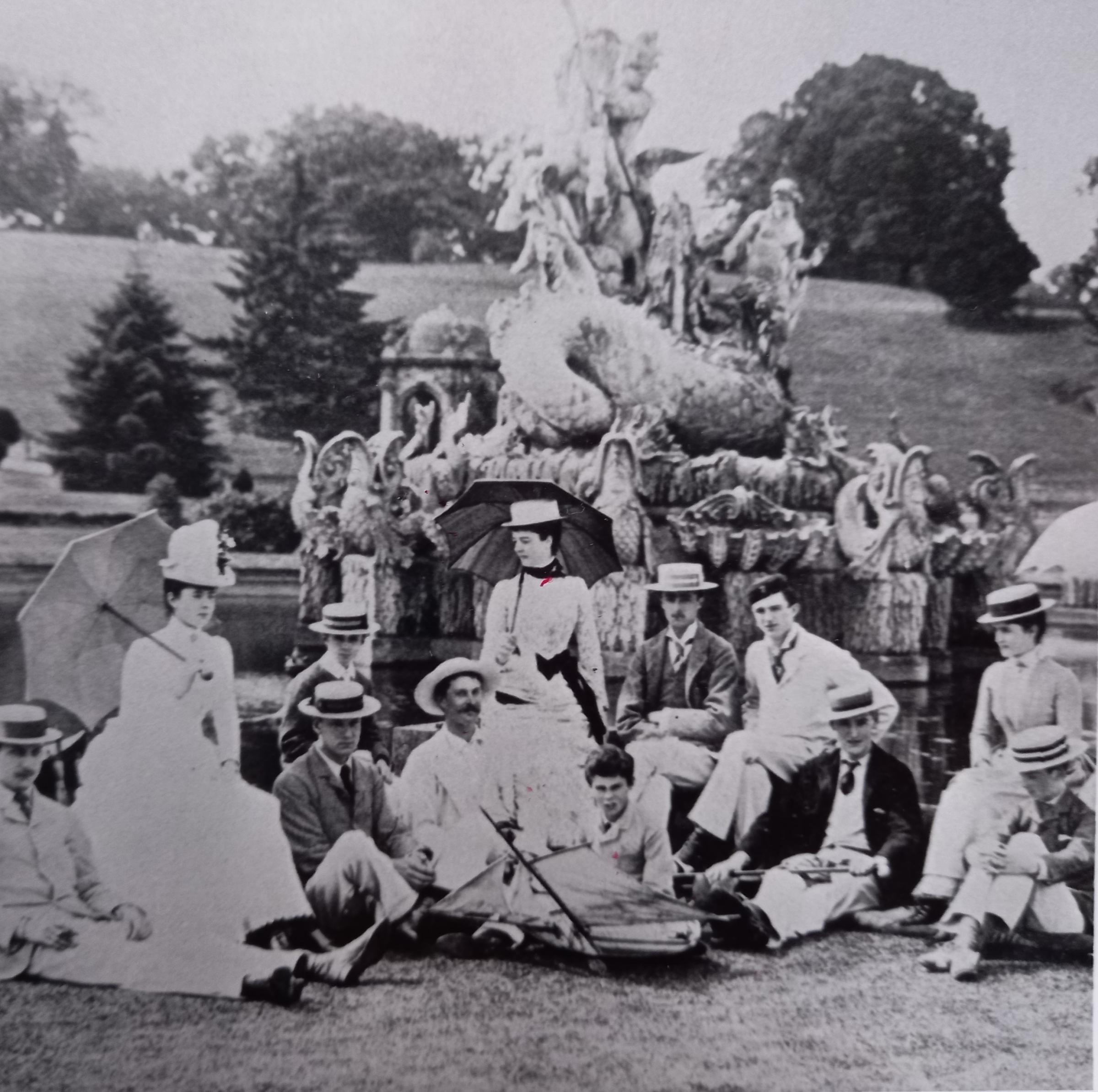 The Countess of Dudley with family and friends at Witley Court in 1875