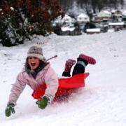 sledging in the snow