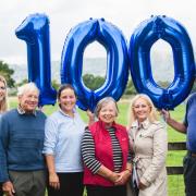 Laura Jarman and Debbie-Lee Towsey and Angela and her parents Francis and Diana Harcombe and long-serving Martin Thomas who has milked the farm’s dairy herd for 40 years