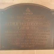 The restored plaque that honours Lt Arthur Galbraith