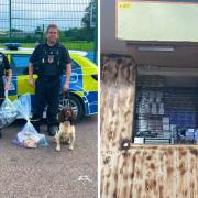 SEIZED: Illegal tobacco and cigarettes have been seized by West Mercia Police hidden in a wall in a Malvern shop