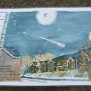 Glynis Dray's painting of the meteor visit