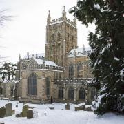 SNOW: Malvern Priory in the snow in years gone by