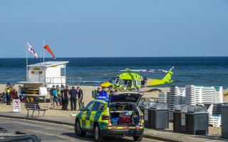 Emergency services at Bournemouth beach following an incident on Wednesday