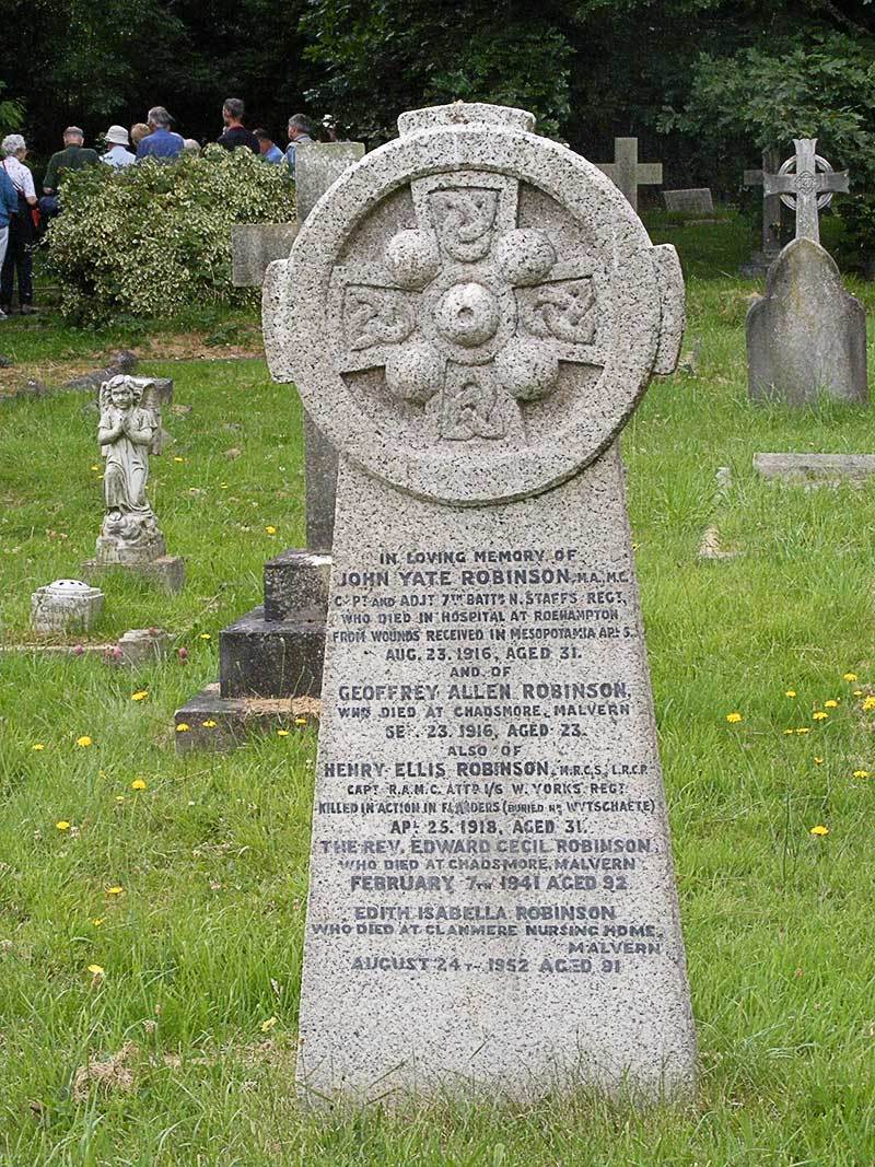 John Robinsons grave in Great Malvern cemetery
