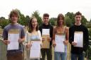 Hanley Castle students Morgan Davies, Lois Clark, Noah Wroughton, India Southwick and Ollie Cooke, who achieved a host of A and A* grades at A-level