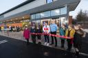 Rebecca Redfern opening Malvern's Aldi with pupils from Madresfield C of E Primary School.