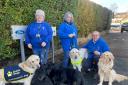 Group organiser Debbie Pitts, guide dog user Della Campbell and volunteer Mike Vening