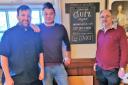 Steve Rowan (right) with pub managers Tony Aspley and Andy Spencer