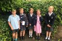 Miles Allman, George Poole, Elsa Williams, Molly Watson and Martha Thomas of Malvern Parish Primary School