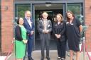 Barchester regional director Xin Zhao, Barchester CEO Pete Calveley, mayor Clive Hooper, Barchester managing director Angela Bradford and Elgar Court general manager Sarah Cadwallader