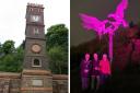 North Malvern Clock Tower and the buzzards in Rosebank Gardens will be lit purple