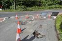 A sinkhole has appeared in the road at Kerne Bridge