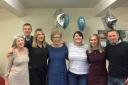 WINNERS: from left, Sue Russell, Tony Brooks, Michelle Bourne, Sarah Schindler, Michelle Morris, Debbie Farnell and Steve Mathieson