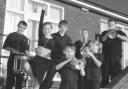 Upton Youth Band featured in January 2004. Pictured are Allan Dudley, dancer Kymberley Lane, Russell Dudley, Samuel Dudley, Sharon Coxhead, Sheridan Lane and Pete Coxhead