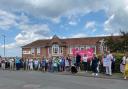 Crowds protest the closure of Malvern Hills College in 2021