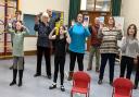 The stars of Cradley panto in rehearsal