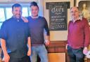 Steve Rowan (right) with pub managers Tony Aspley and Andy Spencer