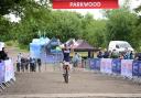 Evie Richards crosses the line to become the National champion