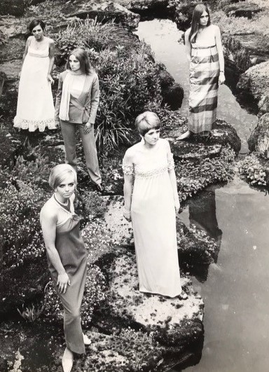 Sandie Clarke, nee Thomas, sent this picture, which made the front page of the Gazette in May 1970. It was taken at Dinmore Manor House, Herefordshire. The occasion was a fundraising event in aid of the Red Cross where the dresses worn by myself and