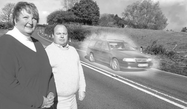 October 2002 and a story about a series of accidents at what was claimed by some to be a haunted black spot in Stoke Lacy. Pictured are Parish clerk Carole Surman and Herefordshire councillor Richar dJames. It was six days before Halloween...
