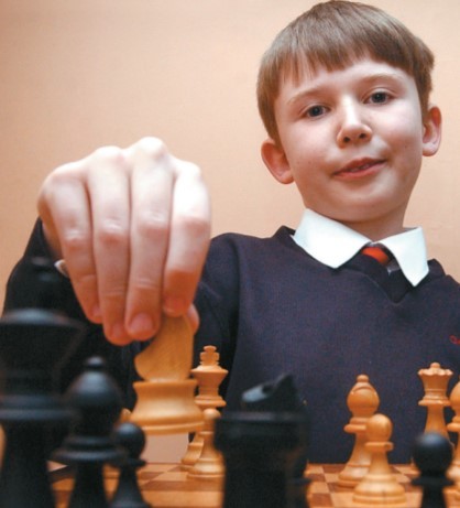 Kieran Jeffrey, aged 10, featured in January 2005 after qualifying for the National Junior Chess Championships only a few months after taking up the pastime