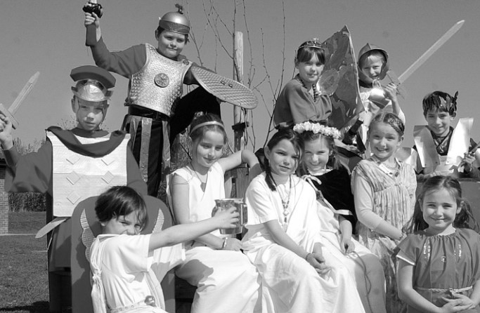 Leigh and Bransford Primary School staff and pupils brought the Romans back to life in April 2003 as part of a history project