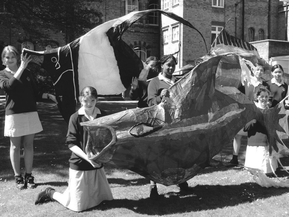 Pupils at Malvern Girls’ College were working hard making models for the May Day festival in 2002
