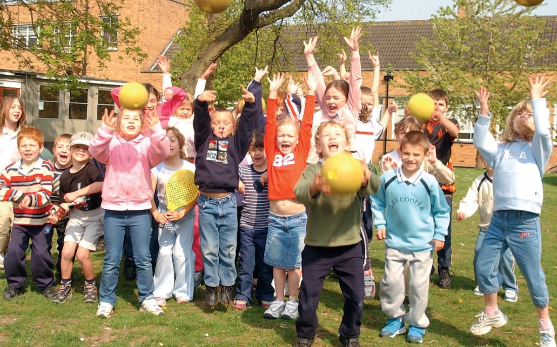 Children working off some of the excess Easter egg sugar rush at a holiday playscheme at The Chase in April 2003