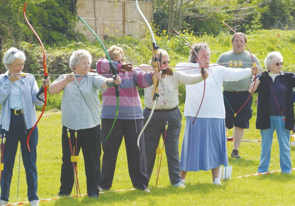 Members of Leigh and Bransford WI were all aquiver after taking part in an archery session in April 2004