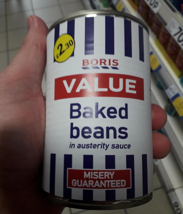 Malvern Gazette: Boris baked beans in austerity sauce