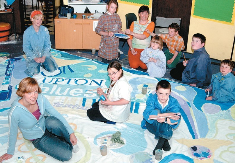 Children at Upton CE Primary School were busy creating the backdrop for the town’s blues festival in May 2006