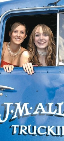Chase year 11 pupils Sally Anne Holliday (left) and Kim Davies made an entrance as they arrived at the prom by lorry in May 2006