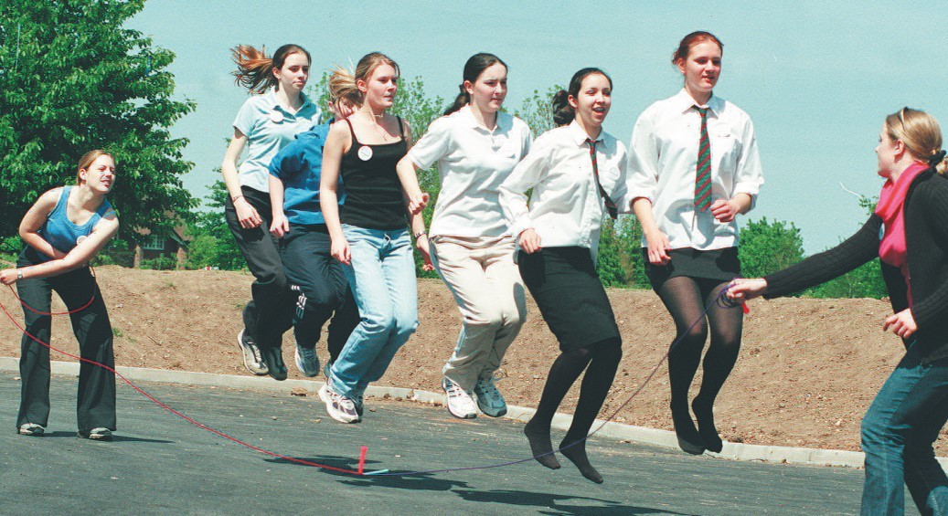 Pupils and teachers at Hanley Castle High School ‘skipped’ lunch in 2002 to take part in a charity fundraiser for the British Heart Foundation - skipping non-stop for 45 minutes