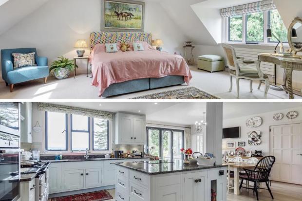 Malvern Gazette: (top) One of the bedrooms and (bottom) the kitchen (Zoopla/Canva)