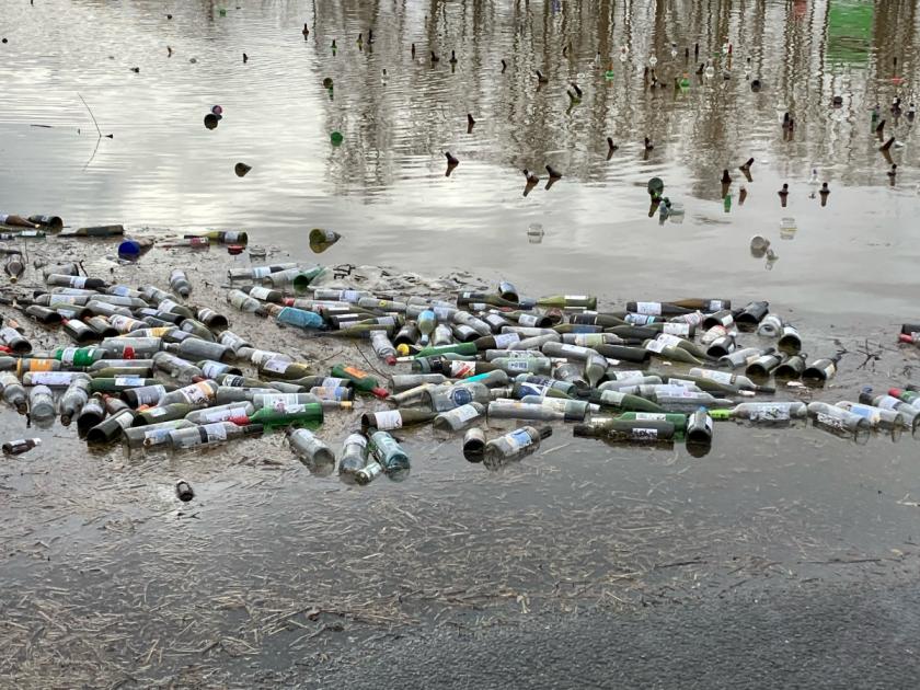 Beer bottles left floating 'like ducklings' in Upton flood water 