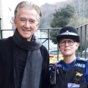 STAR: Patrick Duffy meets police officers in Malvern. Pic. Malvern Cops, Twitter