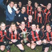 The Hanley Swan team celebrate their Phipps Cup victory – their first trophy for several years - in April 2005