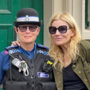 PRAISE: Michelle Collins pictured with PCSO Karen Watson. Picture: Twitter/@misscollins