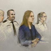 Court artist sketch by Elizabeth Cook of Lucy Letby appearing in the dock at Manchester Crown Court where she is charged with the murder of seven babies and the attempted murder of another ten, between June 2015 and June 2016 while working on the