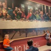Lucy Porter and other Just Stop Oil activists glued themselves to a copy of The Last Supper