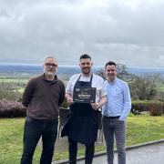 The Cottage in the Wood's owner Nick Davies, chef Rob Mason and general manager Silviu Dinu celebrate being named the county's best hotel
