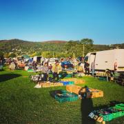 Malvern Flea Fair in the shadow of the Malvern Hills