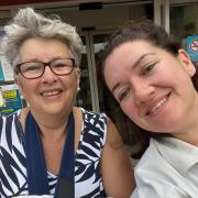 HEALING: Linda Knivett (left) with her daughter is now on the mend after a fall in Priory Park which saw her helped by staff at Malvern Theatres